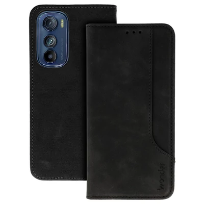 Tok, Wonder Prime, oldalra nyíló mágneses ECO bőr, Samsung Galaxy S24, fekete, (szilikon belsővel), egy külső és négy belső zsebbel, bliszteres