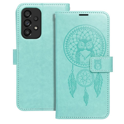 Tok, Mezzo, mintás oldalra nyíló flip tok, szilikon belsővel, Apple Iphone 14 Pro Max (6,7"), minta 3 (Álomfogó), zöld
