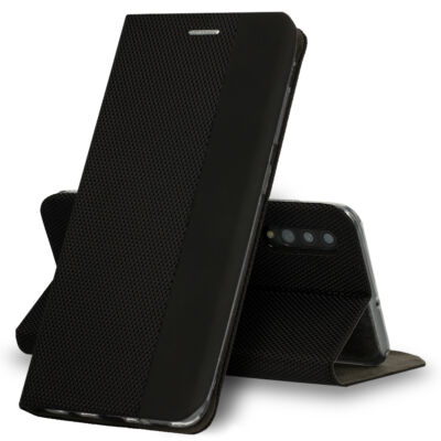 Tok, Sensitive, mágneses oldalra nyíló flip tok, Apple Iphone 11 (6,1"), fekete, (szilikon belsővel), csomagolás nélküli