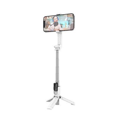 Bluetooth selfie bot, Borofone BY9, vezeték nélküli távirányítóval, tripod állvánnyal, fehér, bliszteres