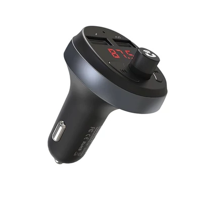 Szivargyújtós FM transmitter, Hoco E41, Bluetooth, MP3 lejátszó, 2 USB bemenettel, bliszteres