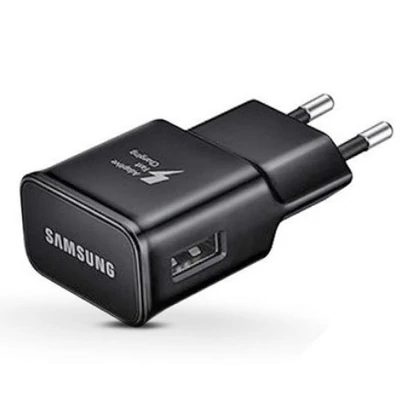Töltő, hálózati, Samsung töltőfej /EP-TA20EBE/, 2A, gyorstöltő, gyári, fekete, csomagolás nélküli 