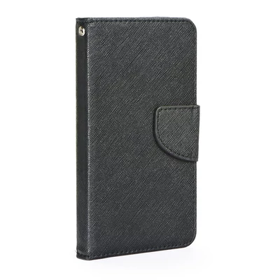Tok, Telone Fancy oldalra nyíló flip tok, univerzális, szilikon belsővel, XL méret 5,3"-5,8", (135x70x10mm), fekete, csomagolás nélküli