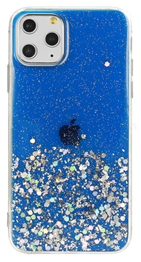 Tok, Brilliant, Samsung Galaxy S21 Plus, csillogó hátlapvédő, szilikon kerettel, kék
