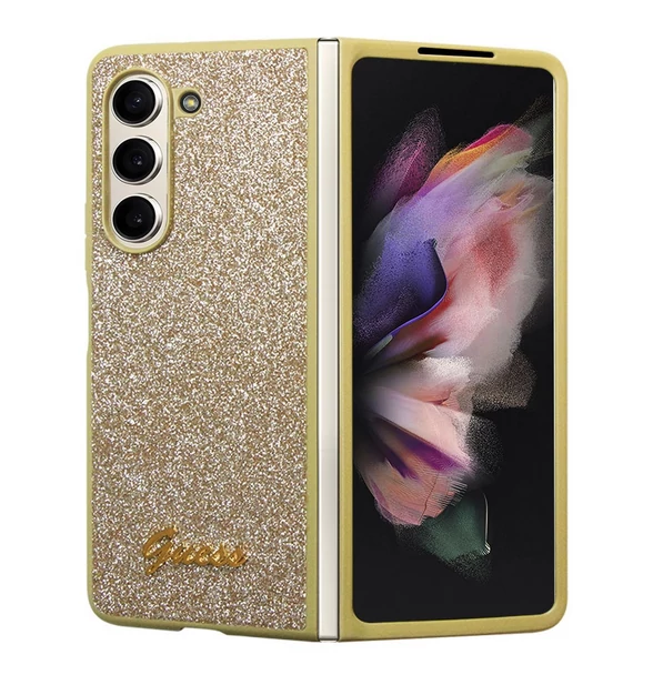 Tok, Guess /GUHCZFD5HGGSHD/, PC/TPU Glitter Flakes Metal, Samsung Galaxy Z Fold 5, arany