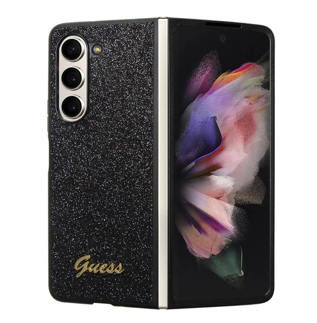 Tok, Guess /GUHCZFD5HGGSHK/, PC/TPU Glitter Flakes Metal, Samsung Galaxy Z Fold 5, fekete