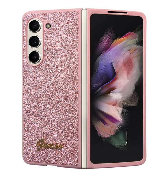 Tok, Guess /GUHCZFD5HGGSHP/, PC/TPU Glitter Flakes Metal, Samsung Galaxy Z Fold 5, rózsaszín