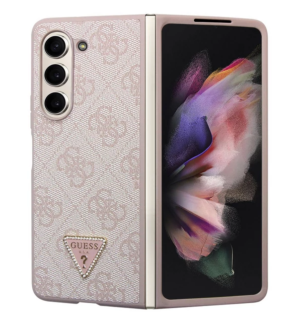 Tok, Guess /GUHCZFD5P4TDPP/, PU Leather Triangle, Samsung Galaxy Z Fold 5, rózsaszín
