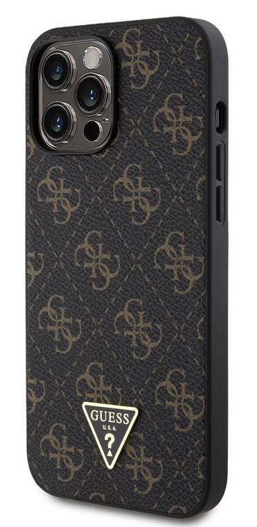 Tok, Guess /GUHCP15LPG4GPK/, PU Leather 4G Triangle Metal Logo, Apple Iphone 15 Pro (6,1”), fekete