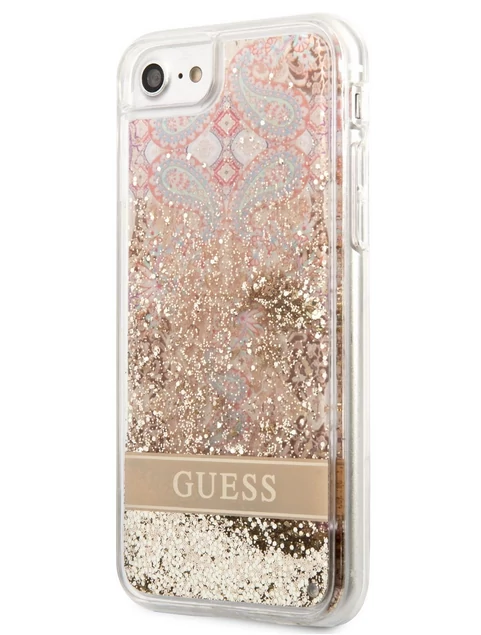 Tok, Guess /GUHCI8LFLSD/, Liquid Glitter Paisley, Apple Iphone 7 / 8 / SE (2020/2022), arany