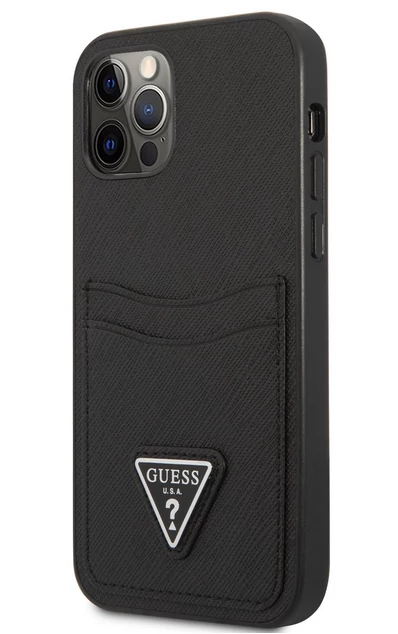 Tok, Guess /GUHCP13MPSATPK/, Saffiano Double Card dupla kártyatartóval, Apple Iphone 13 (6,1