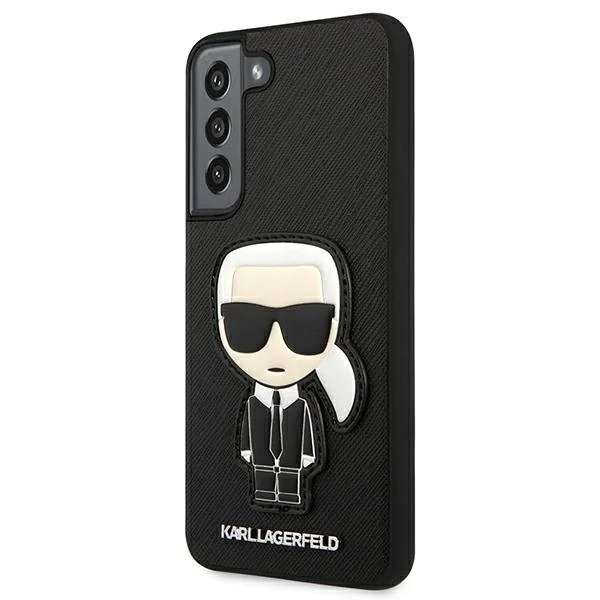 Tok, Karl Lagerfeld /KLHCS22MOKPK/, Samsung Galaxy S22 Plus, Saffiano Iconic Karl's Patch, fekete