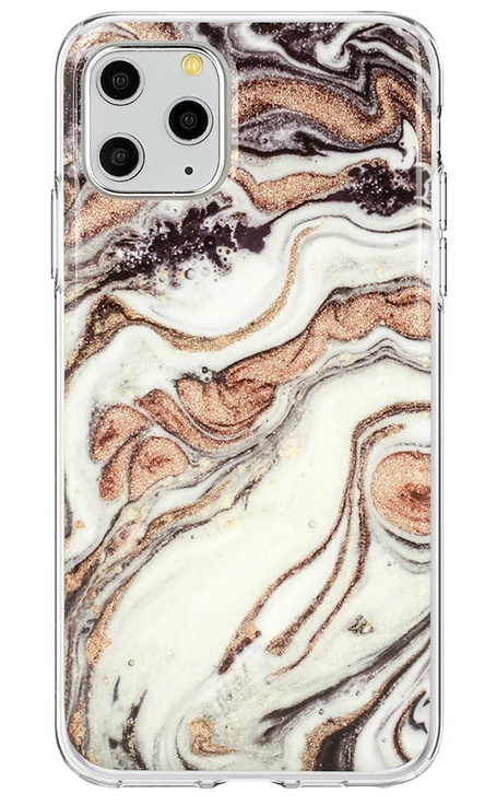 Tok, Marble Glitter, mintás hátlap, szilikon kerettel, Apple Iphone 11 (6,1
