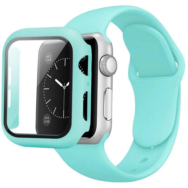 Szilikon szíj és tok, Apple Watch, Méret: 42mm, menta