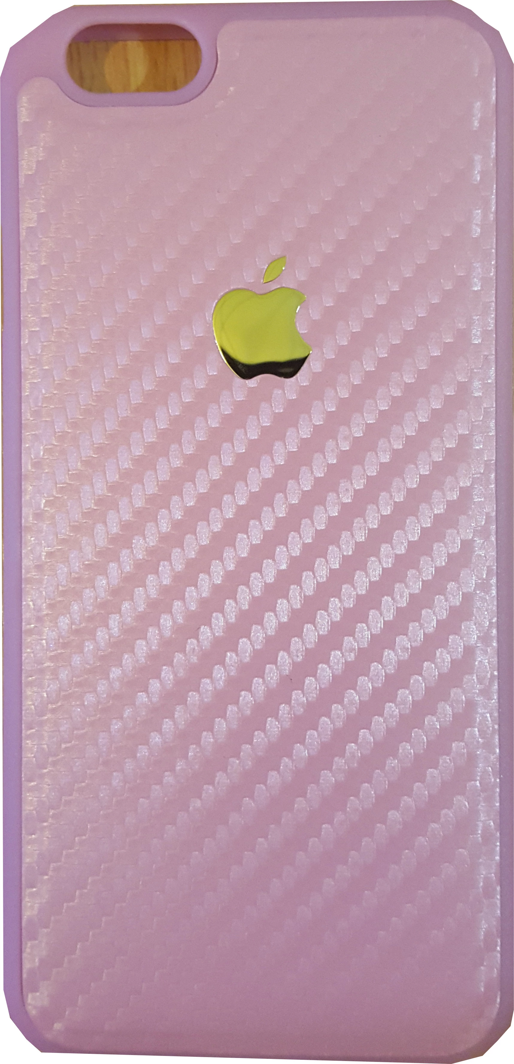 Tok, szilikon tok, carbon mintás, Apple logóval, Apple iPhone 6 / 6S, rózsaszín