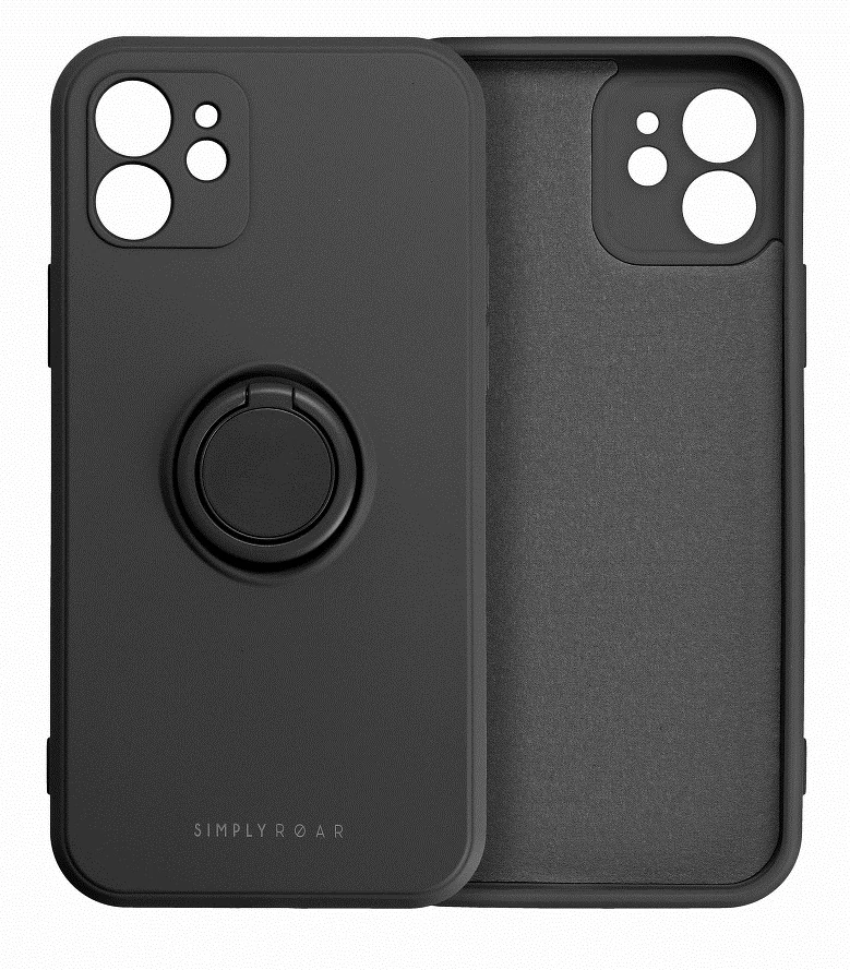Tok, Roar Amber, mágneses szilikon hátlap, gyűrűs ujjtartóval, Apple Iphone XR, fekete, bliszteres