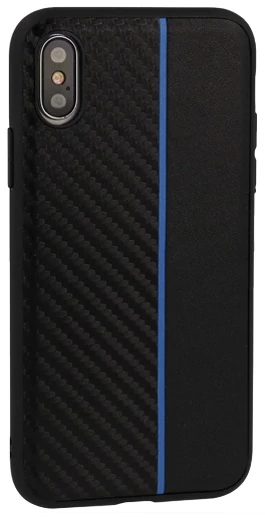 Tok, Moto carbon, Samsung Galaxy J6 (2018) J600, karbonszálas hátlap, szilikon kerettel, fekete-kék