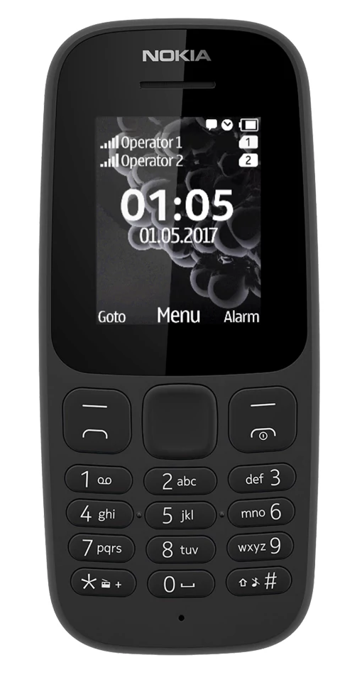Mobiltelefon, Nokia 105 (2017), Kártyafüggetlen, Dual Sim, fekete