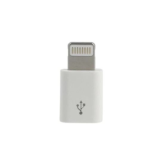 Adapter, micro USB Iphone Lightning átalakító adapter, fehér, csomagolás nélkül