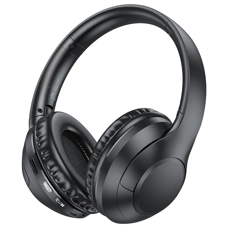 Bluetooth headset, Borofone BO23, sztereó fejhallgató mikrofonnal, fekete, bliszteres