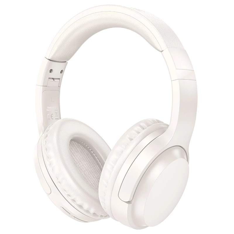 Bluetooth headset, Borofone BO25, sztereó fejhallgató mikrofonnal, fehér, bliszteres