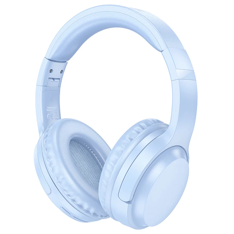 Bluetooth headset, Borofone BO25, sztereó fejhallgató mikrofonnal, kék, bliszteres