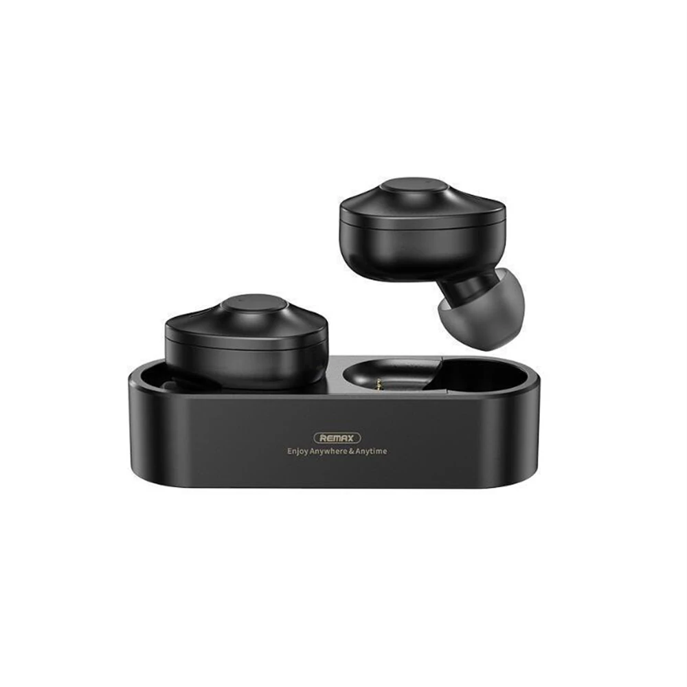 Bluetooth headset, Remax, TWS-21, vezeték nélküli fülhallgató, fekete, bliszteres