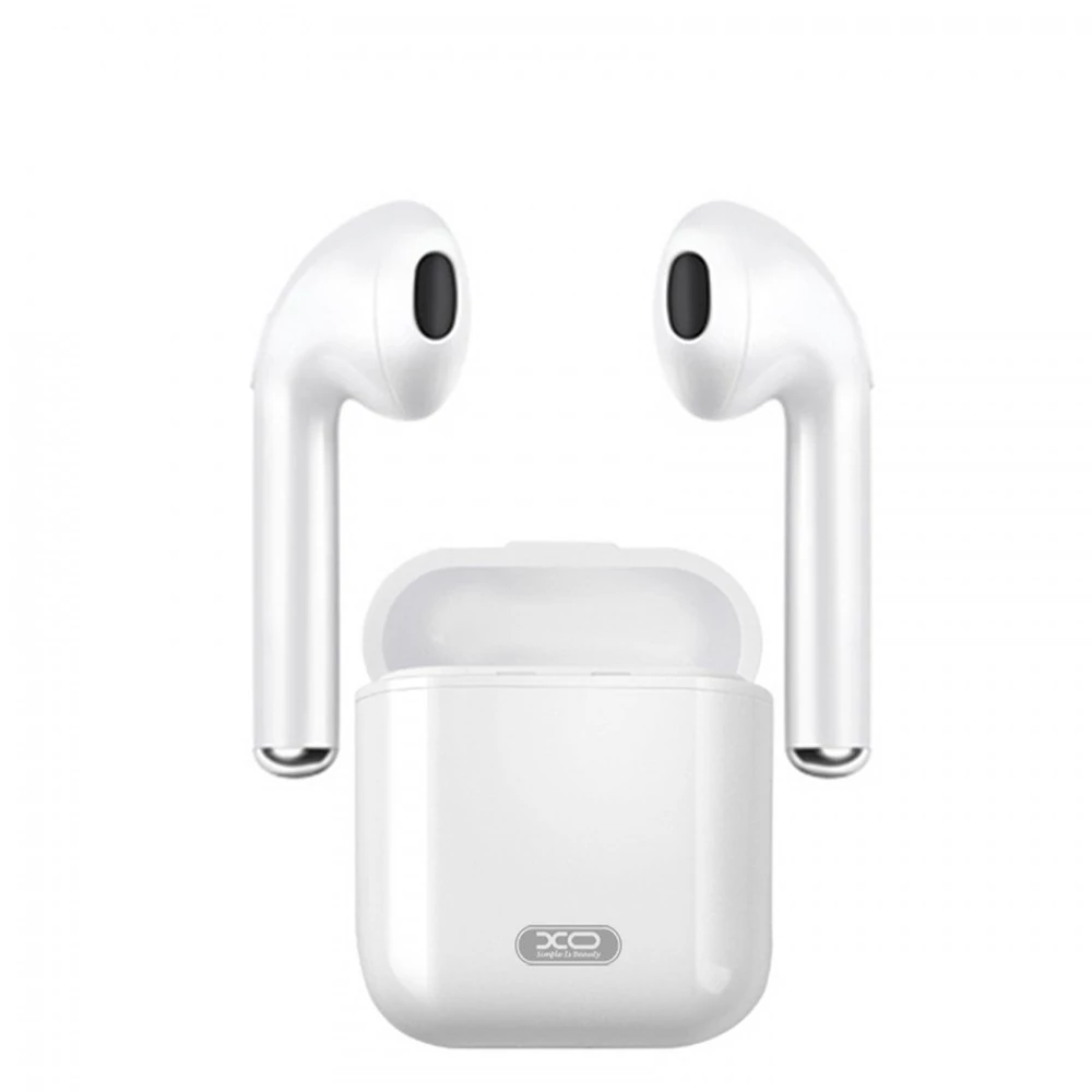 Bluetooth headset, XO-F10, vezeték nélküli fülhallgató, dokkolóval, fehér, bliszteres