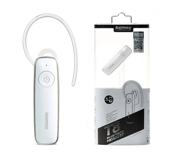 Bluetooth headset, Remax RB-T8, fehér, két telefont kezel, bliszteres
