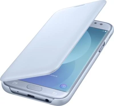 Gyári tok, Samsung Galaxy J5 (2017) J530, oldalra nyíló, kék, gyári, bliszteres, EF-WJ530CLEG