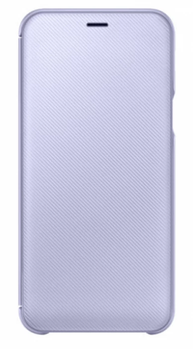 Gyári tok, Samsung Galaxy J6 (2018), oldalra nyíló flip tok, lila, bliszteres