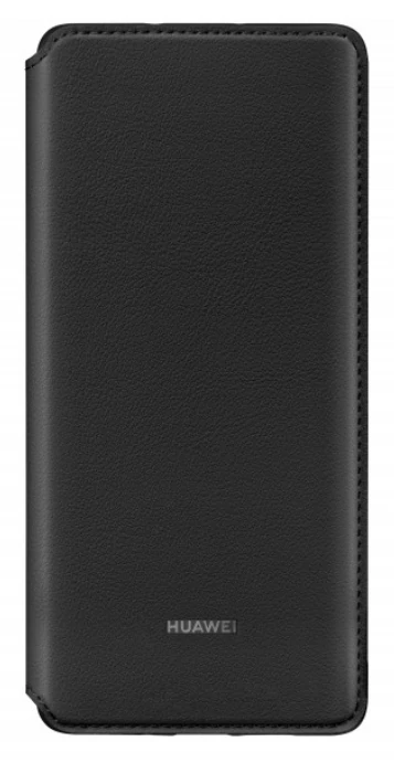Gyári tok, Huawei P30 Lite, oldalra nyíló wallet típusú flip tok, fekete, bliszteres