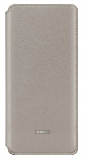 Gyári tok, Huawei P30 Pro, oldalra nyíló műanyag smart flip tok, khaki, bliszteres