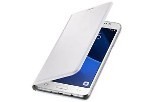 Gyári tok, Samsung Galaxy J5 (2016) J510, Flip Cover oldalra nyíló bőr, hátlapos, fehér, gyári, bliszteres, EF-WJ510PWEGWW