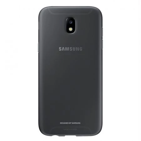 Gyári tok, Samsung Galaxy J3 (2017) J330, szilikon hátlap, fekete áttetsző, bliszteres, EF-AJ330TBEG