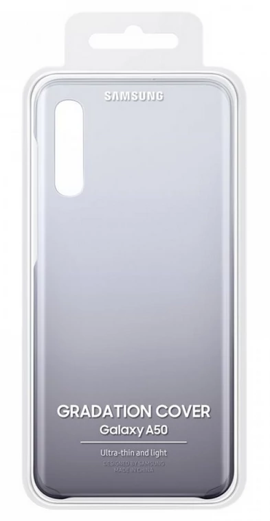 Gyári tok, Samsung Galaxy A50, Gradation cover, műanyag hátlap, fekete átmenetes, bliszteres, OSAM-EF-AA505CBEG