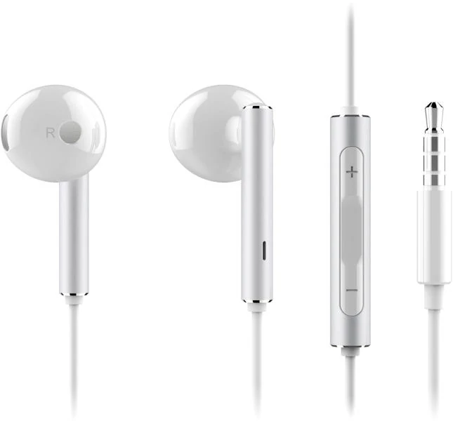 Headset, Huawei, AM116, sztereó, hangerőszabályzós, 3.5mm jack csatlakozóval, fehér, gyári, csomagolás nélküli