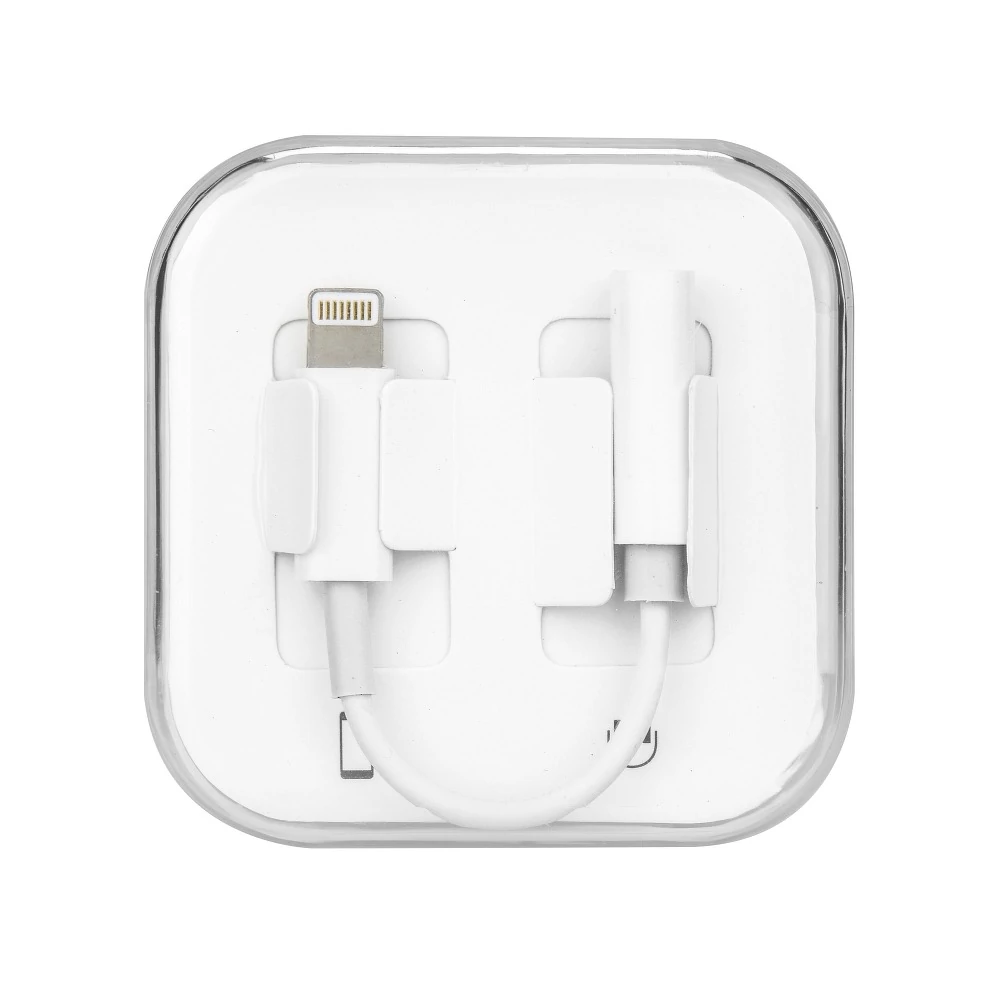 Apple iPhone lightning-adapter 3,5 mm-es fejhallgató-csatlakozóhoz, fehér, utángyártott, bliszteres