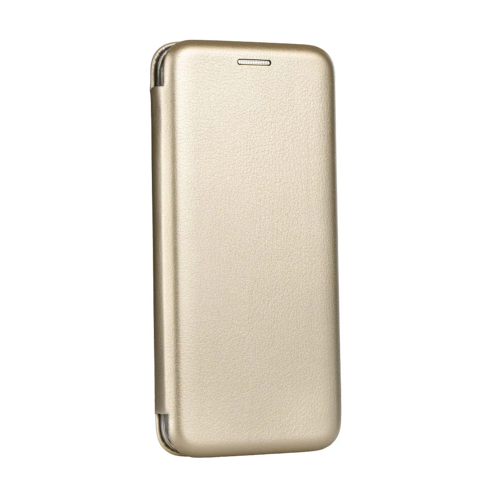 Tok, Elegance, mágneses, oldalra nyíló műbőr flip tok, Samsung Galaxy S25, arany, (szilikon belsővel), csomagolás nélküli