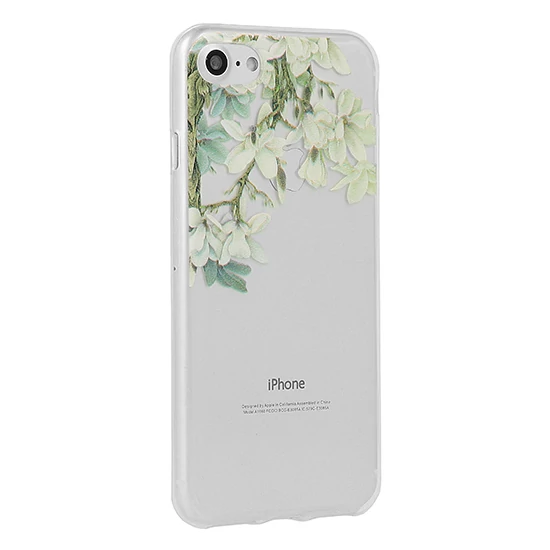 Szilikon tok, Floral, Samsung Galaxy A7 (2018) A750, mintás hátlap, jázmin