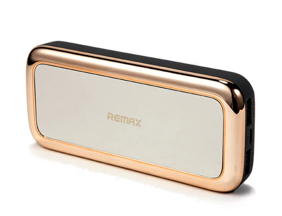 Power Bank, Remax Mirror, 10000mAh, 2 USB csatlakozó, micro USB, RPP-36, arany