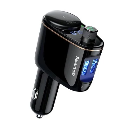 Szivargyújtós FM transmitter, Baseus CCALL-RH01, Bluetooth, MP3 lejátszó, beépített mikrofonnal, 2 USB bemenettel, 3.4A, fekete, bliszteres