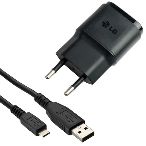 Töltő, hálózati, LG töltőfej MCS-02ED/02EP/02ER, Astrum kábel /A101218/, 0,85A, (microUSB), fekete, csomagolás nélküli 