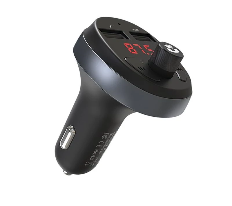 Szivargyújtós FM transmitter, Hoco E41, Bluetooth, MP3 lejátszó, 2 USB bemenettel, bliszteres