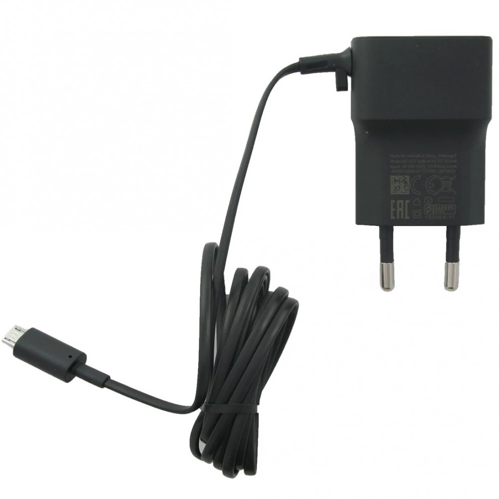 Töltő, hálózati, Nokia, gyári, micro USB, fekete, csomagolás nélkül