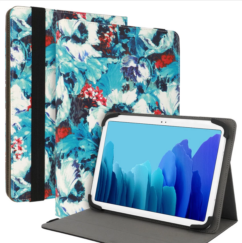 Tok, Wonder Canvas, univerzális, 10˝, tablet tok, oldalra nyíló, fehér virág, bliszteres