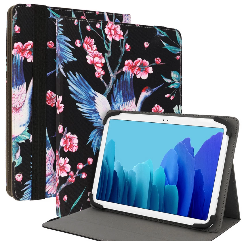 Tok, Wonder Canvas, univerzális, 13˝, tablet tok, oldalra nyíló, fekete madár, bliszteres