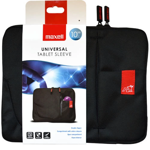 Maxell, univerzális, 10˝ gyöngyvászon cipzáros, mappa tok, fekete
